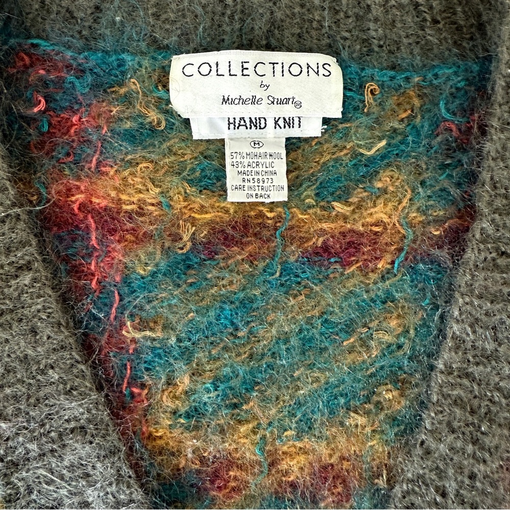 Vintage Hand Knit Mohair Wool Oversized Sweater M by Michelle Stuart 90s Grunge - Picture 3 of 15